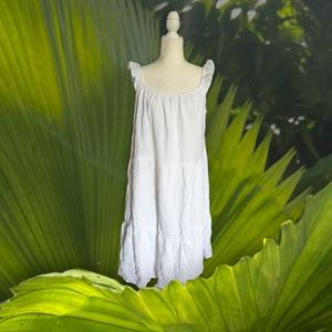 4our dreamers white cotton midi tiered summer dress size Medium M